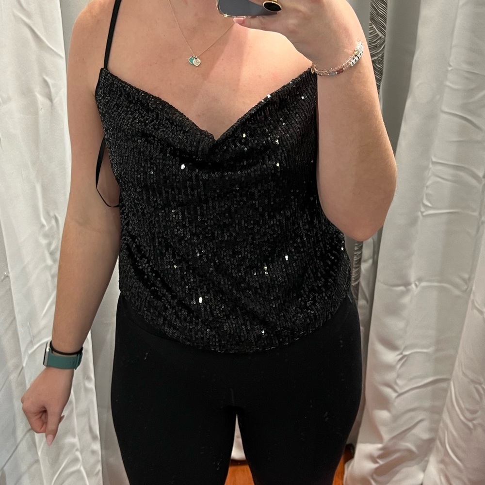 Black Sequin Women's Bodysuit